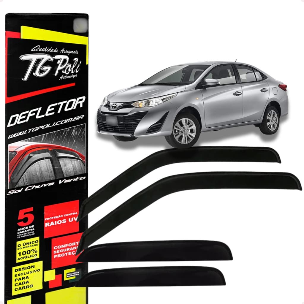 Calha De Chuva Defletor Yaris Sedan 4 Portas 2018 A 2025 Novo Original TG Poli