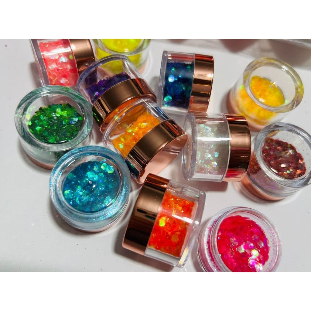 Kit c/12 Pó GLITTER para pular canaval /refletivo Holográfico Laser Pigmento Nail Art