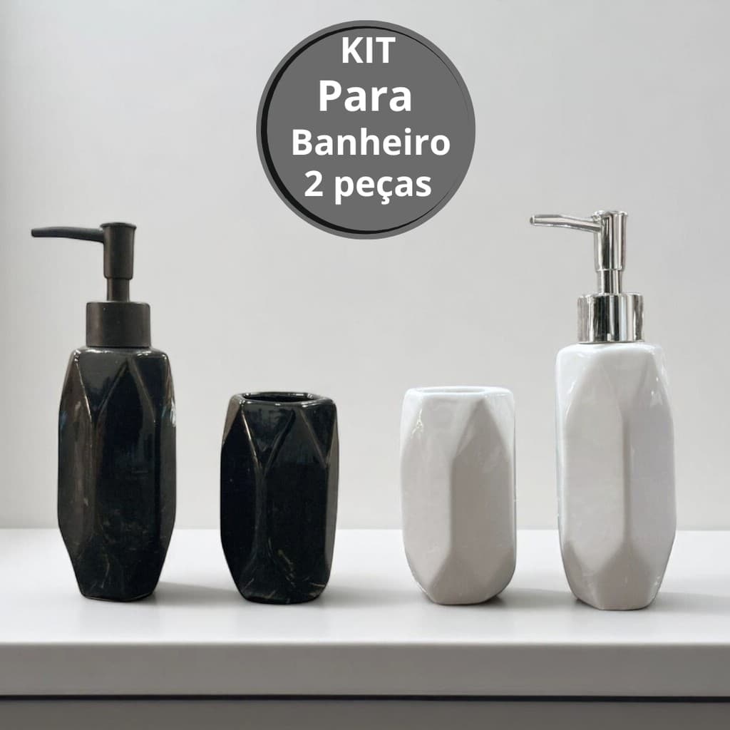 KIT DE BANHEIRO  PREMIUM DE PORCELANA PRETO OU BRANCO