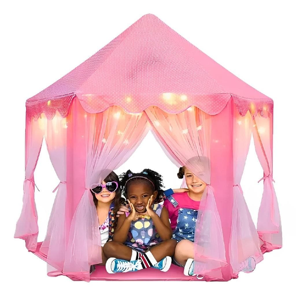 Barraca Infantil Tenda Iluminada Casinha Com Luzes Castelo Dobrável Menina