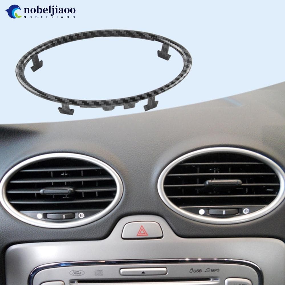 NOBELJIAOO 1Pc/4Pcs Carro Ar Condicionado Guarnição Saída Decoração Círculo Anel Adesivo Para Ford Focus 2 MK2 2005-2013
