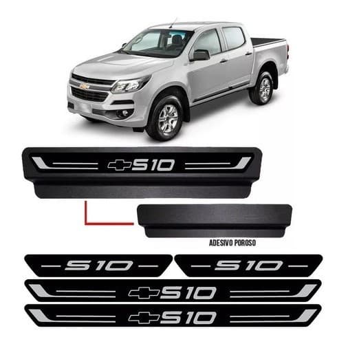 Soleira Protetora De Porta Premium S10 Cabine Dupla - Preto