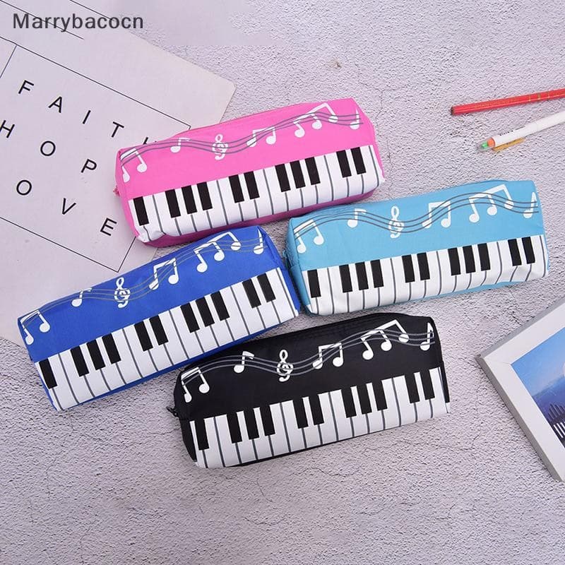 [MAR] Notas Musicais Piano Teclado Lápis Caso Caneta Bolsas Escritório De Papelaria De Grande Capacidade COD