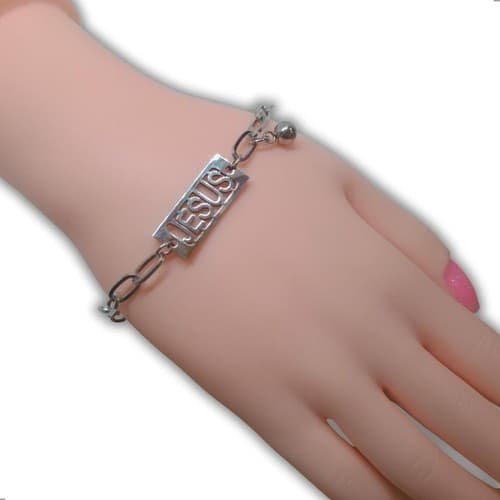 Pulseira Feminina Religioso Jesus em Aço Inox (P-35)