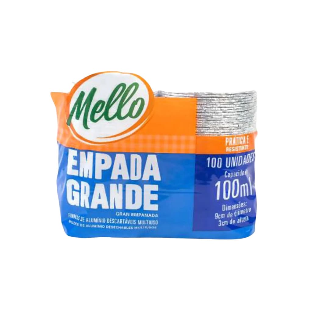 Forma Empada Grande Mello Alumínio 100ml Pacote com 100 Unidades
