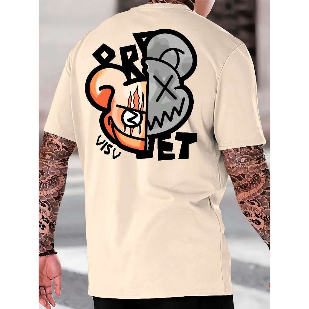 Camiseta Masculina Urso Paranoid Streetwear Camisa Básica Algodão Premium