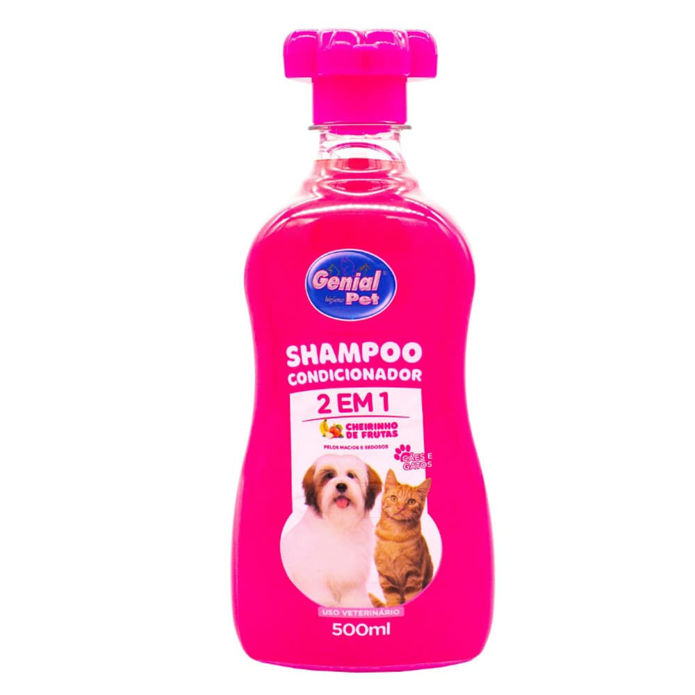Shampoo Condicionador p/ Cães e Gatos Frutas 2 em 1 500ml Genial Pet