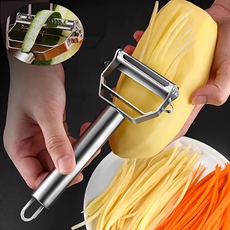 2 peças Descascador de Legumes Universal para Cozinha e Ralador Julienne Multifuncional 2 em 1, Descascador de Batatas,