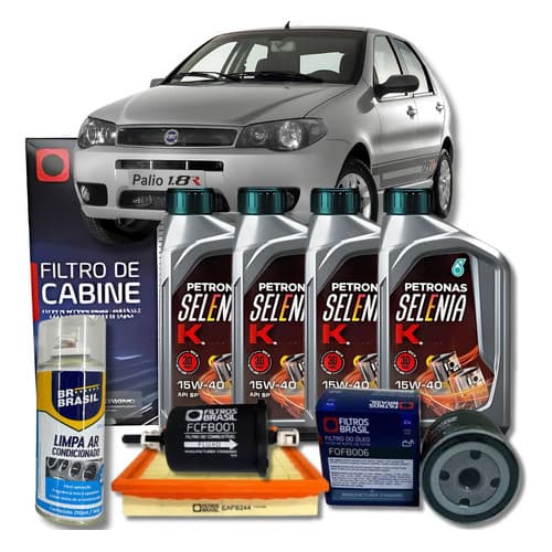 Kit Troca de Óleo e Filtros - Fiat Palio / Palio Weekend / Strada 1.8 8V Motor GM - 15W40 Selenia K