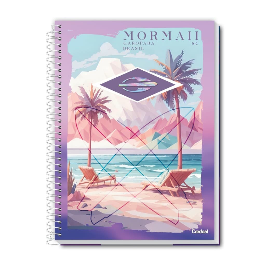 Caderno Feminino Mormaii Espiral Capa Dura 1 Matéria Escolar