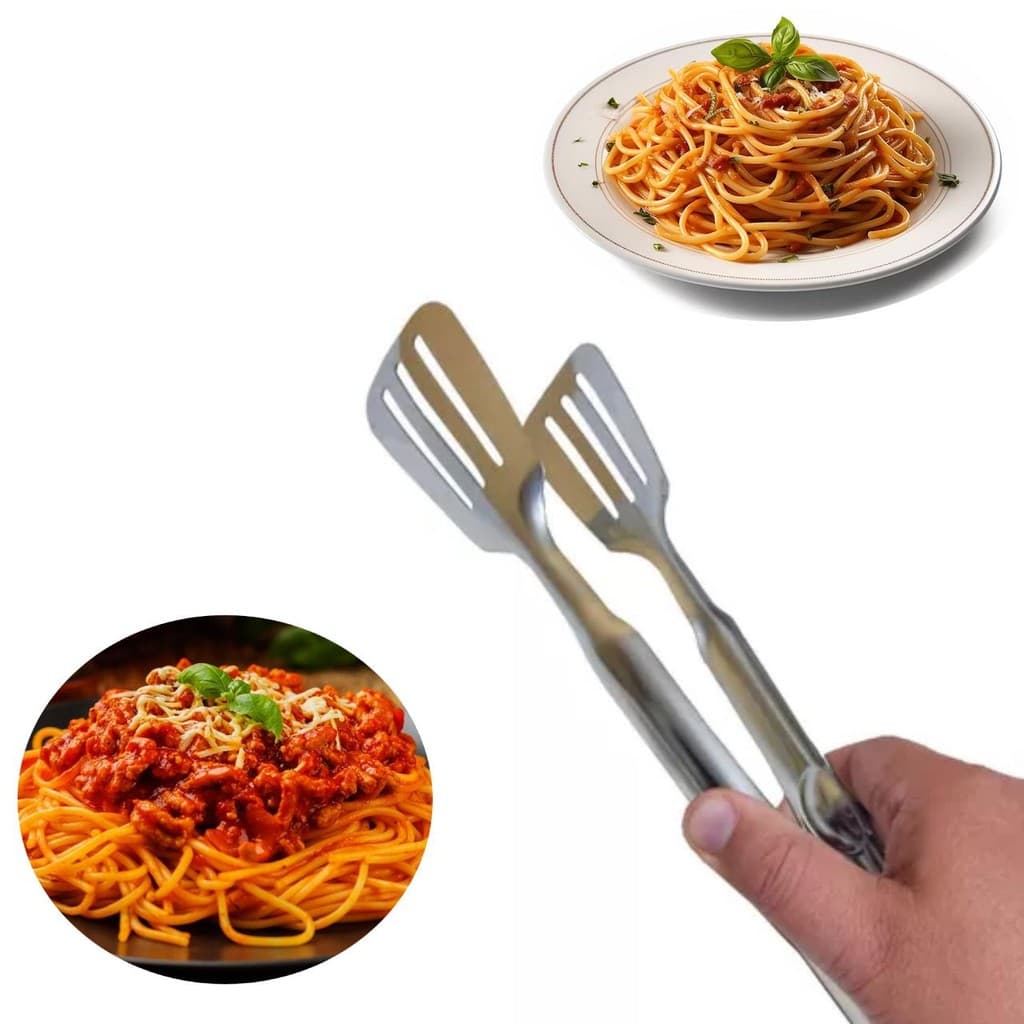 Pegador Pinça Multiuso Carne Salada Churrasco em Inox 24 cm