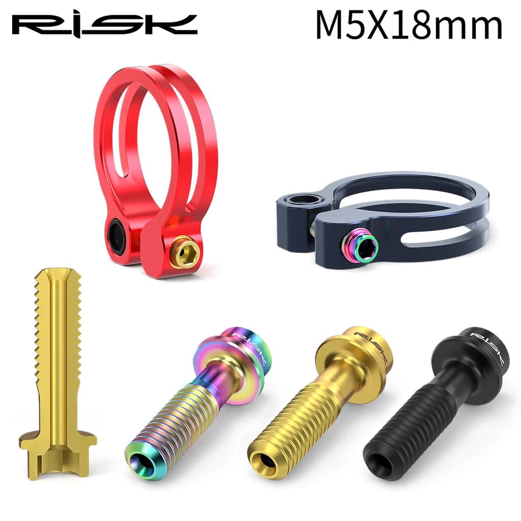 RISK 2 Peças M5 * 18mm Parafusos De Fixação De Titânio Para MTB Bicicleta Haste De Direção Guiador TC4 Parafuso Fixo De