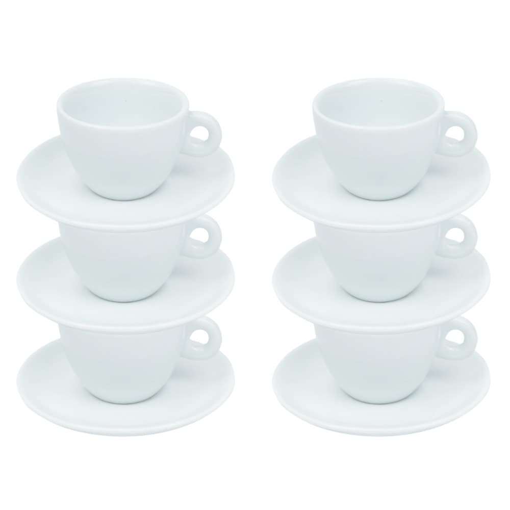 DIRETO DA FÁBRICA - Conjunto 6 Xícaras de Chá com Pires 150ml em Porcelana