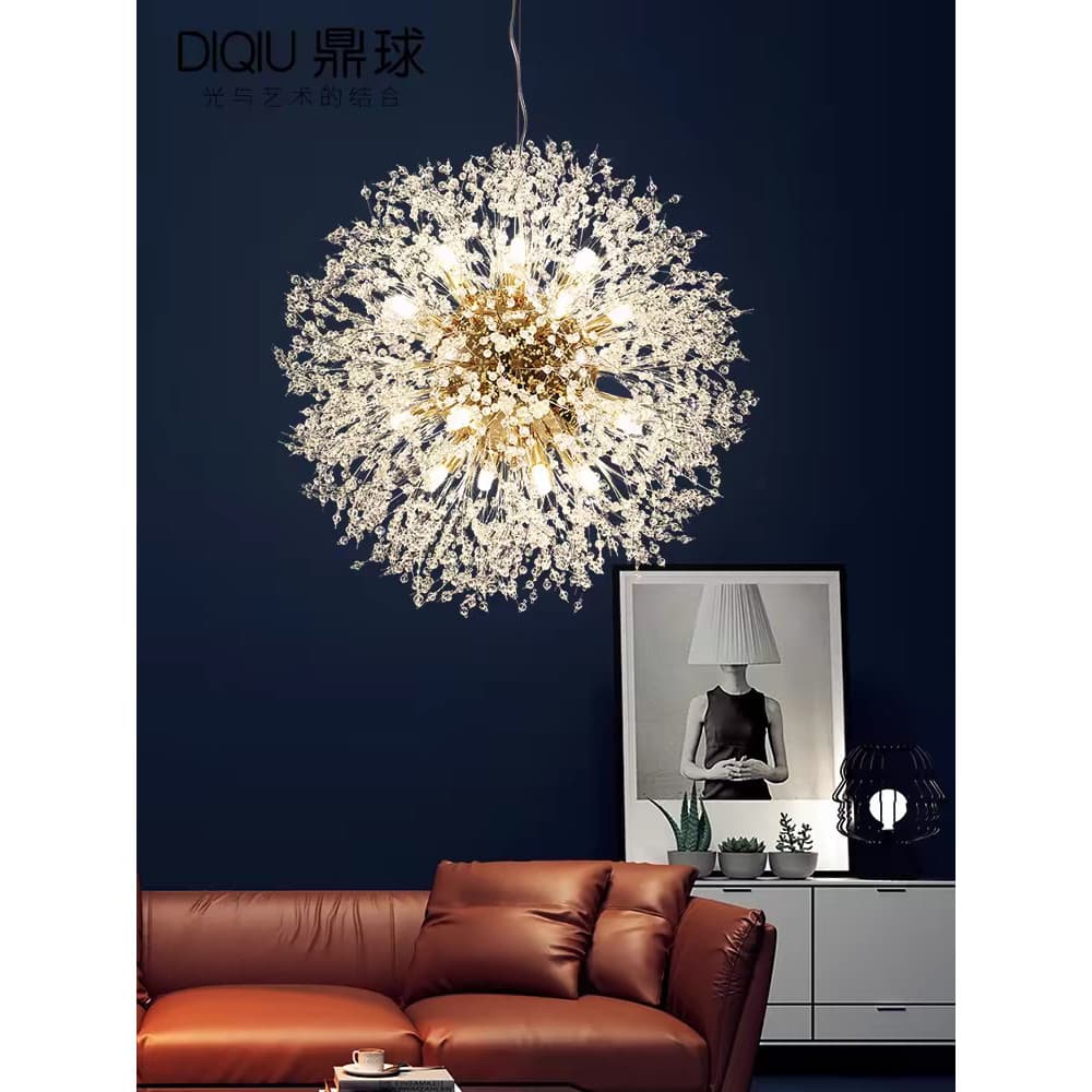 Estilo de Luxo Lustre Pendente Cristal Dente De Leão 35cm 45cm +6 G9  lâmpada