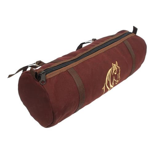 Bolsa P/ Capa Cavaleiro Em Lona Marrom  Bordada-frete Grátis