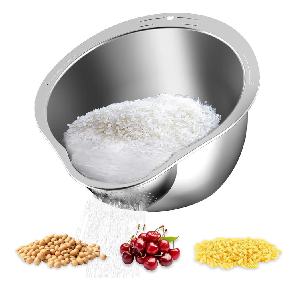 Escorredor Peneira para Lavar Arroz e Alimentos – Filtro Multiuso de Cozinha em Plástico