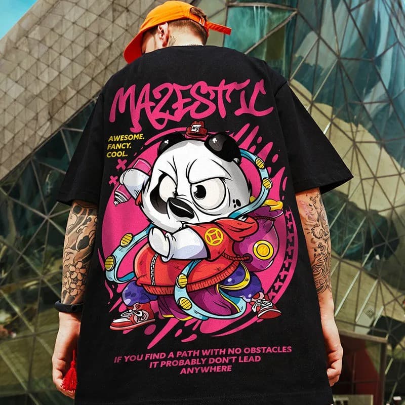 Camisa Camiseta Básica Streetwear Urso Panda Estilo Urbano Lançamento 100% Algodão