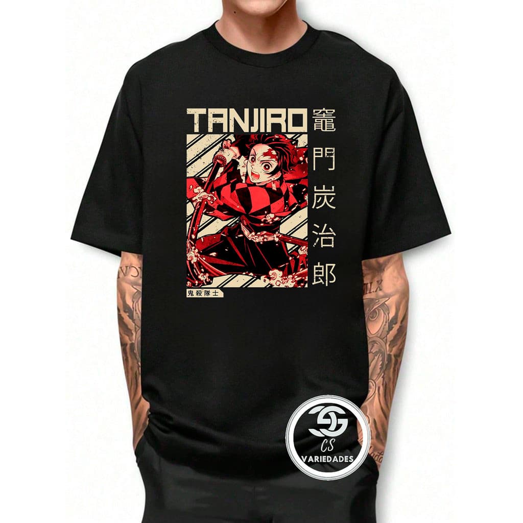 Camiseta Tanjiro Demon Slayer 100% Algodao Manga Curta Unissex básica Envio imediato