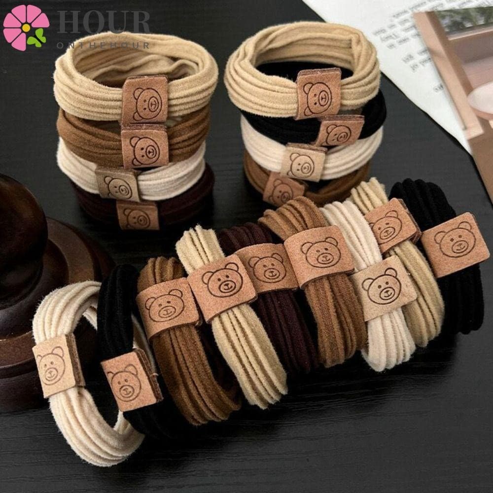 Hora 10 Pcs Anel De Cabelo , Sem Costuras Tiara Minimalista , Bonito Forte Elástico Pequeno Urso Argola Mulheres Menina