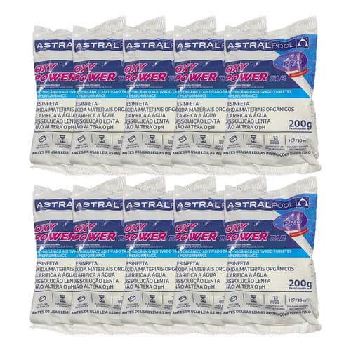 Kit 10 Pastilhas Oxy Power Tab Pro Limpeza Clarificação Piscinas