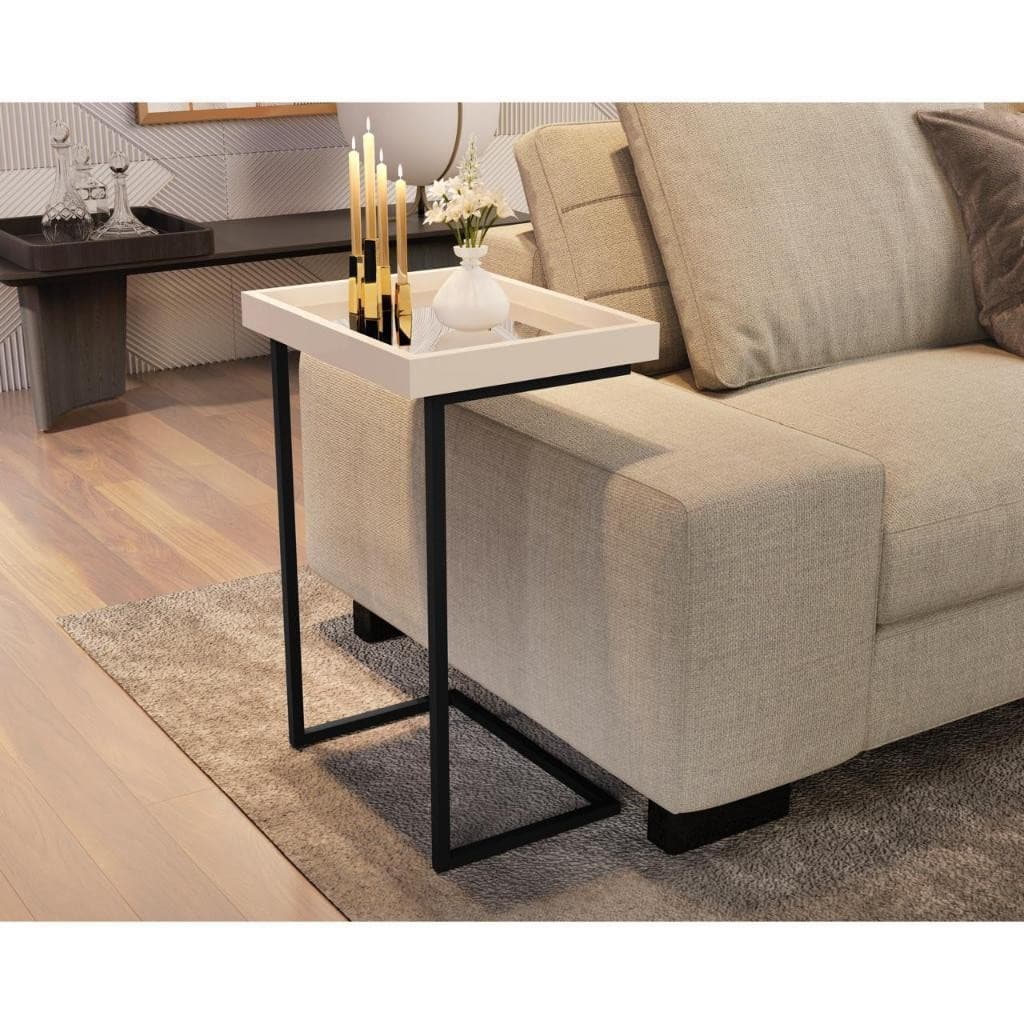 Mesa Lateral de Apoio com Espelho e Pés em Ferro JB Bechara