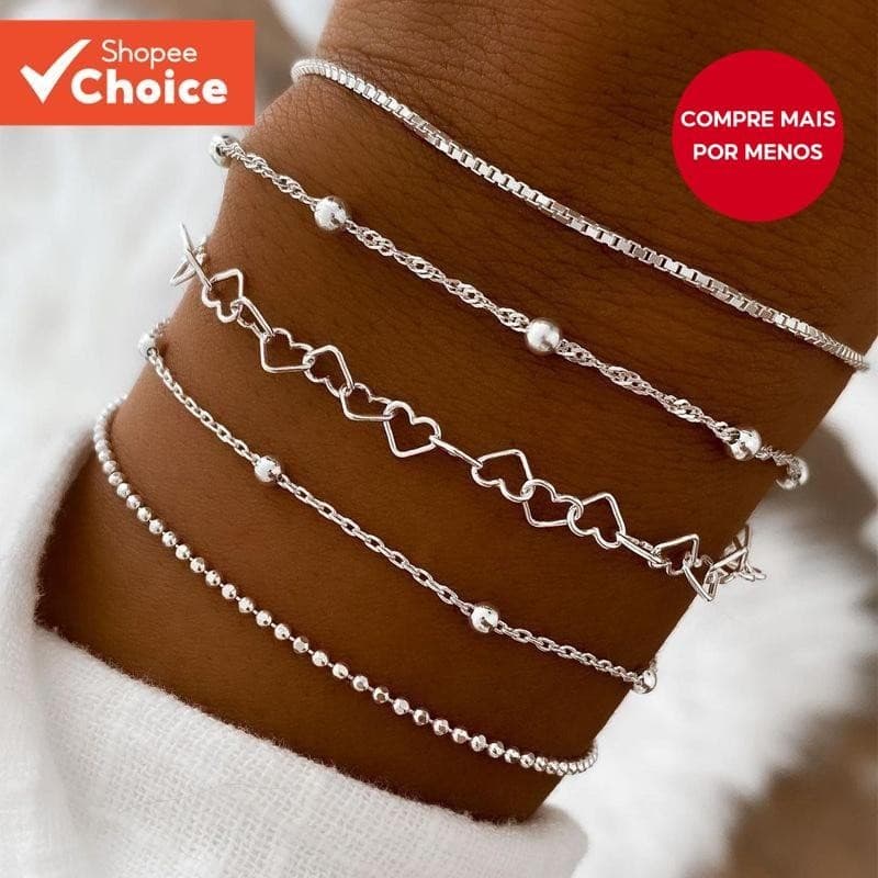 5 Pçs/set Pulseira De Corrente De Cobre Unissex Fashion Link Pulseiras Para Homens E Mulheres Minimalista Manga Empilháv