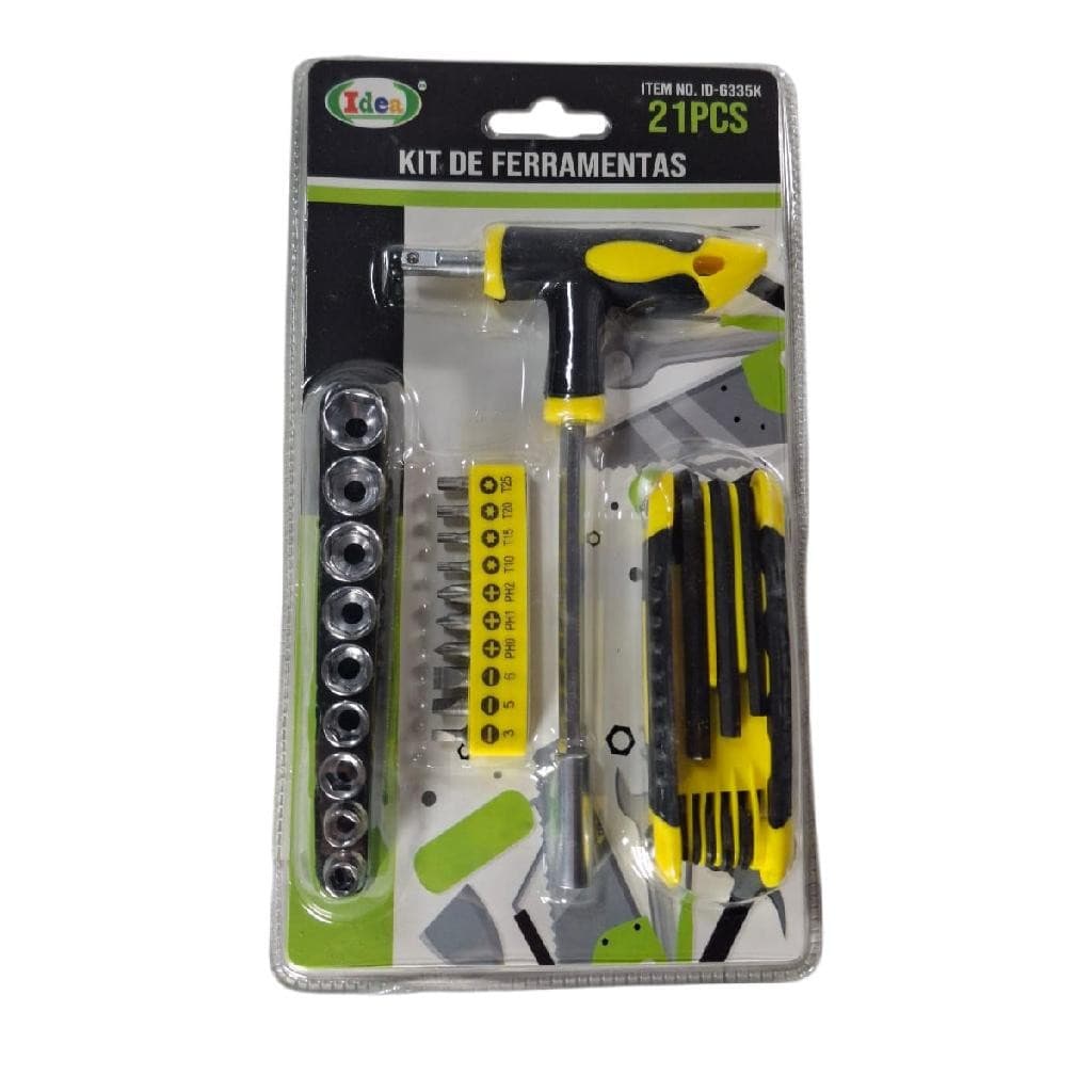 Kit Ferramentas 21 Peças Jogo Tools Caixa Chaves Fenda Torx Philips Chave T Sextavado Soquetes Aço