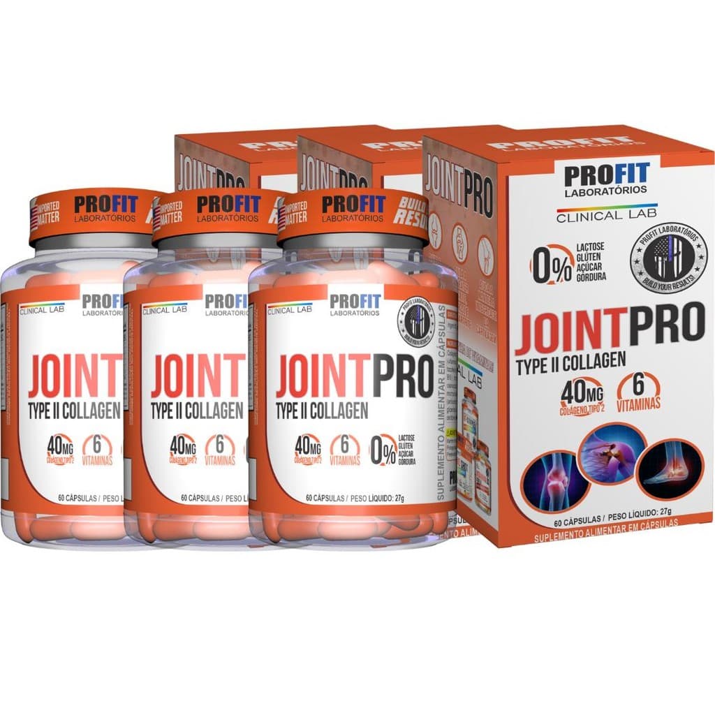 Kit 3x Joint Pro 60 Caps Profit Colágeno Tipo 2 Articulações