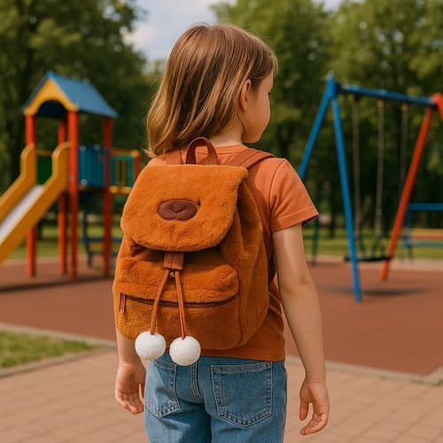 Mochila Capivara Fofa Pelúcia Infantil Bolsa Escolar Passeio