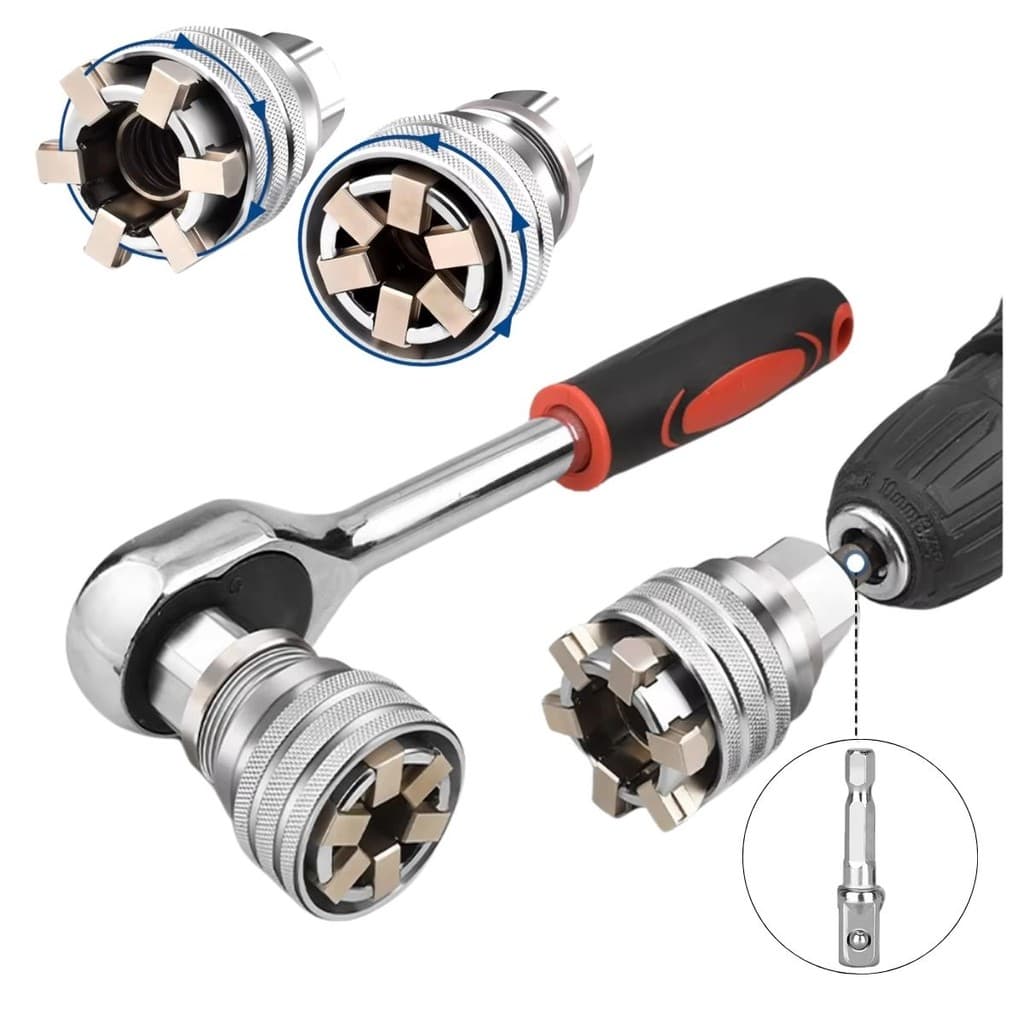 Chave Soquete Universal Ajustável 10-19mm  Alta Resistência Ferramenta Soquete Chave Catraca Canhão