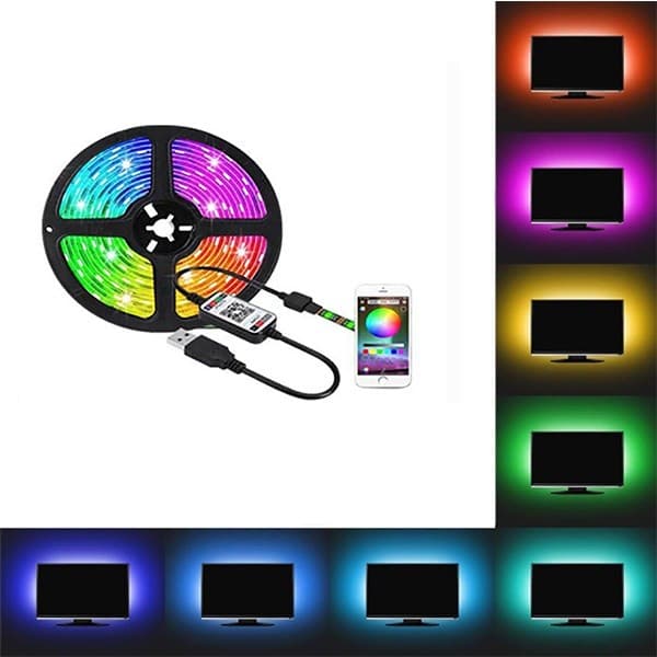 Fita Led 5050 Rgb Controle Remoto 2 metros bluetooth sem controle 5v Usb Tv Pc Carro