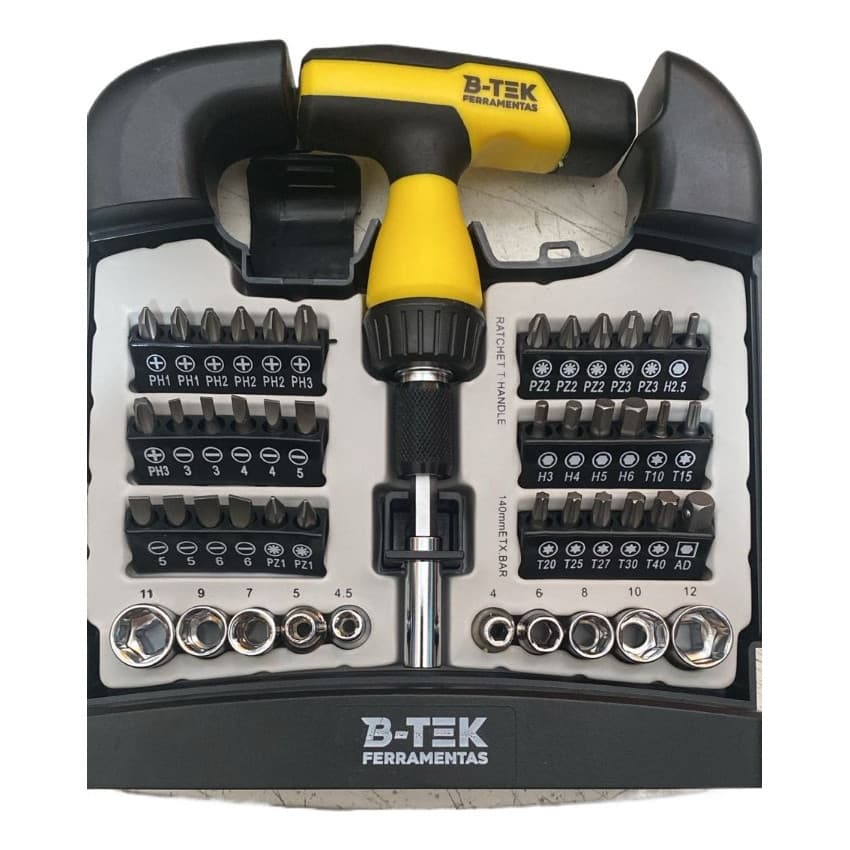 Kit De Ferramentas 48 Peças  - Bits, Soquetes E Chaves