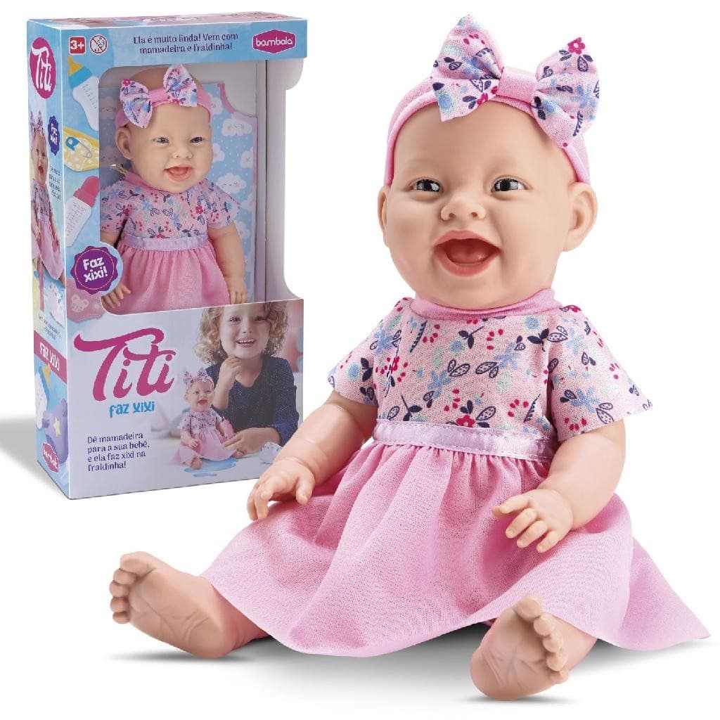 Boneca Titi Faz Xixi De Verdade Com Mamadeira E Fraldinha - Bambola