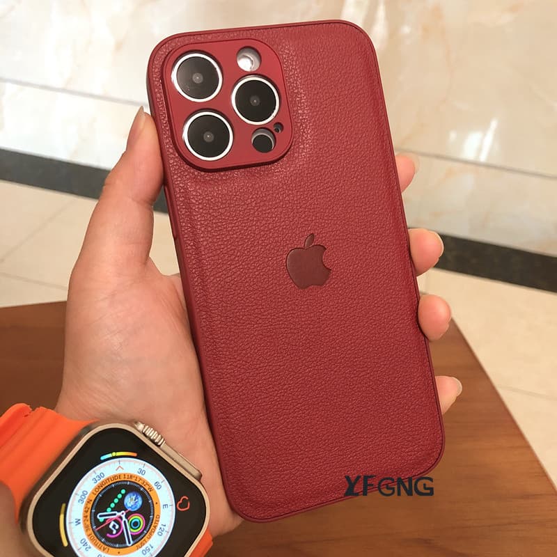 Capa Luxuosa De Textura De Couro Para iPhone 15 Pro Max 16 14 13 12 11 XR De Silicone À Prova De Choque