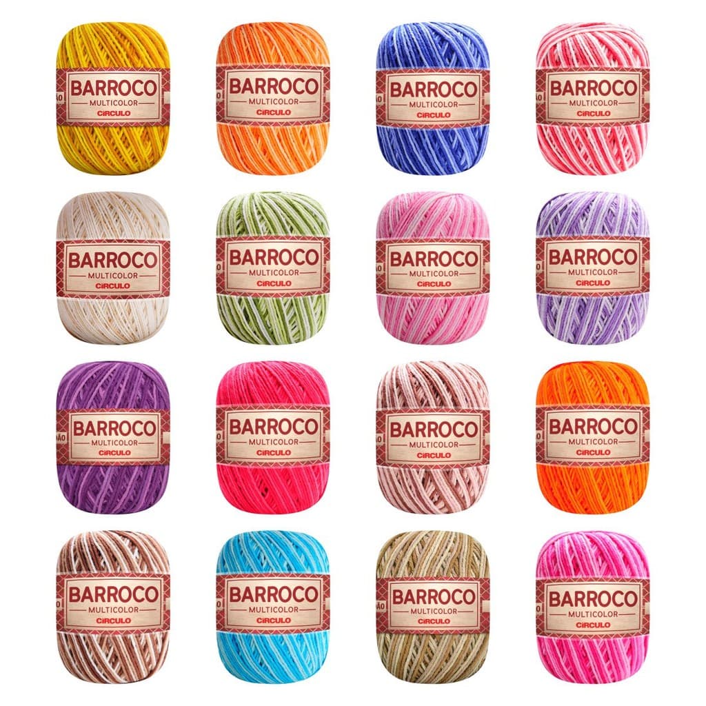 Barbante Barroco Multicolor Linha De Crochê 6 Fios 400gr