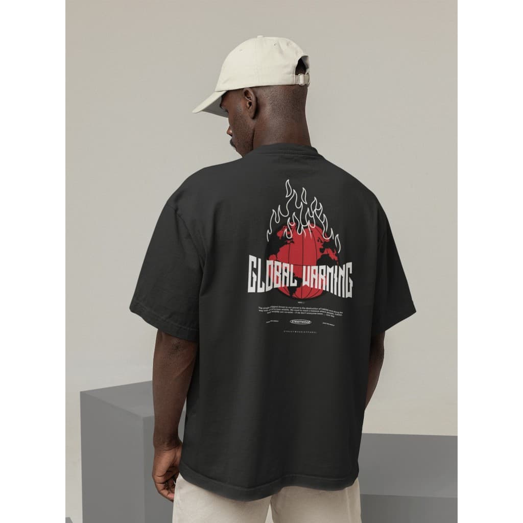 Camisa Camiseta Oversize Streetwear Masculino e Feminino para Treino  Dia a Dia Preto  Off Whte Estampado GLOBAL WARNING