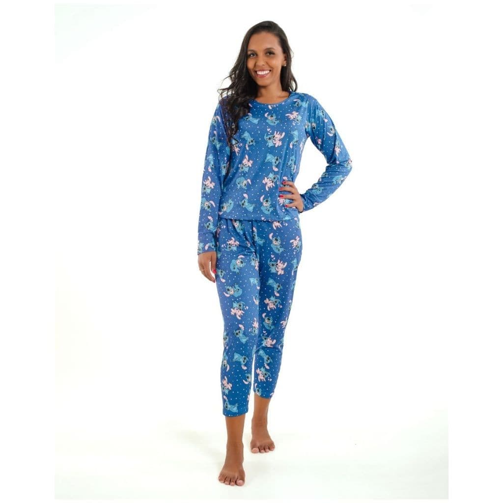 Pijama de Frio personagens, estampada Lua Estrela Mickey Stich   direto da fabrica em promoção