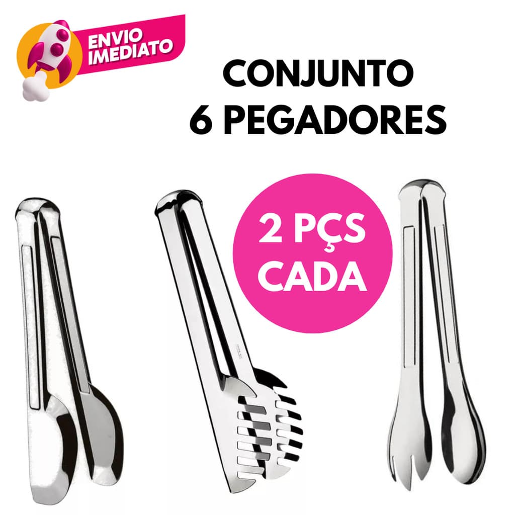 Kit 06 Un. Pegadores Conjunto Para Salafa, Massa E Universal Aço Inox Utensilios Cozinha