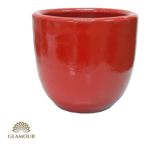 Cachepot  A:10cm L: 10cm  Vermelho Esmaltado E9123p