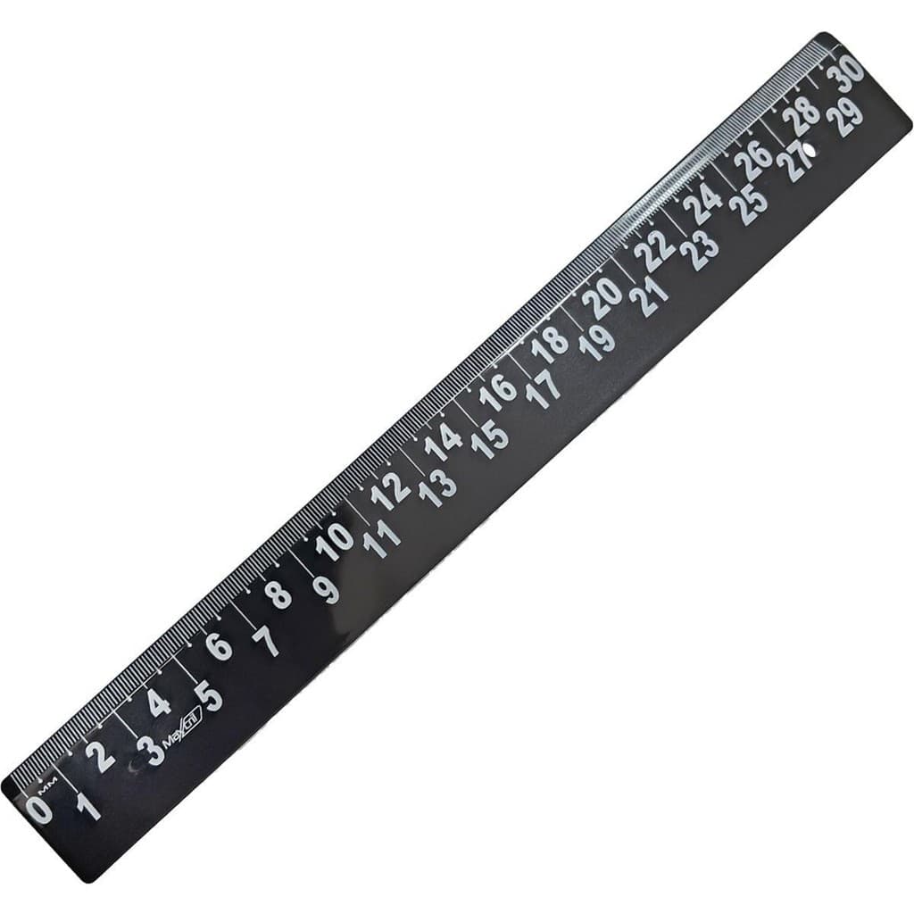 Régua Plástica MAXCRIL Baixa Visão Preta 30cm