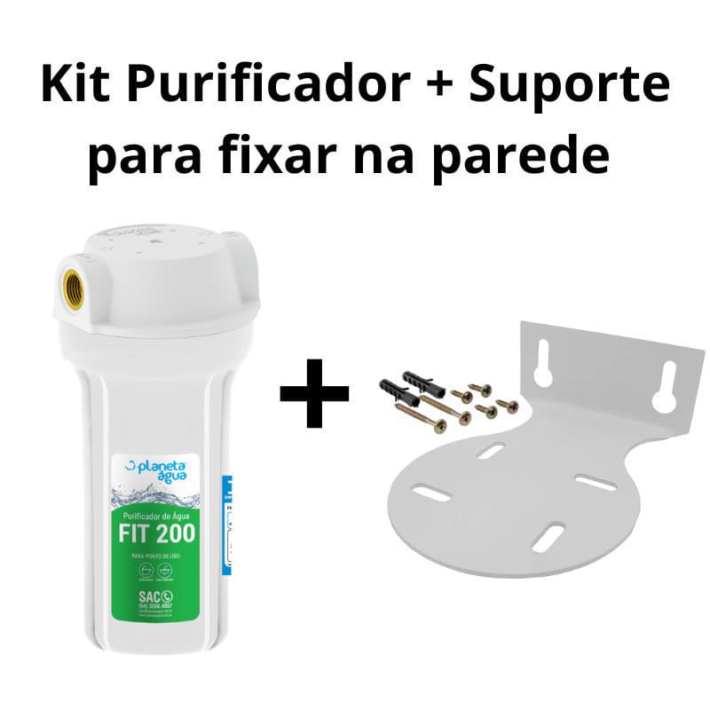 Kit Purificador de Água FIT 200 + Suporte Em Metal Para Fixar Na Parede.