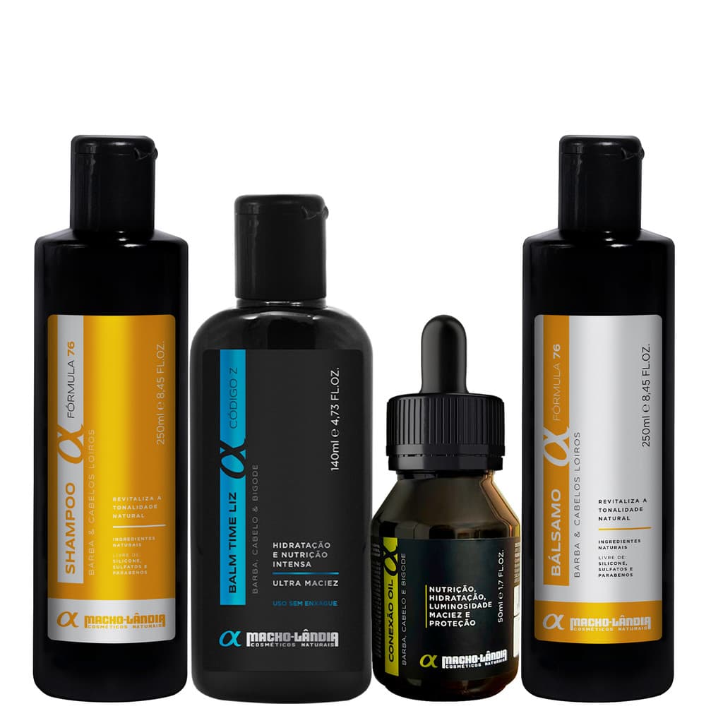 Kit Barba Loira Macho Lândia Balm + Shampoo + Bálsamo +óleo