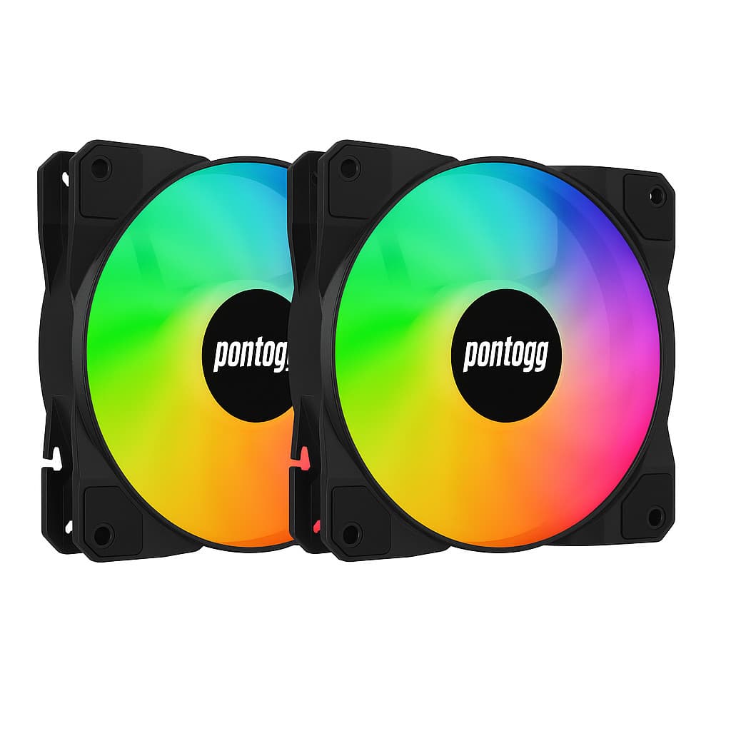 Kit 2 Cooler Fan HQ RGB 16 Leds para Gabinete PC 120mm - Pontogg