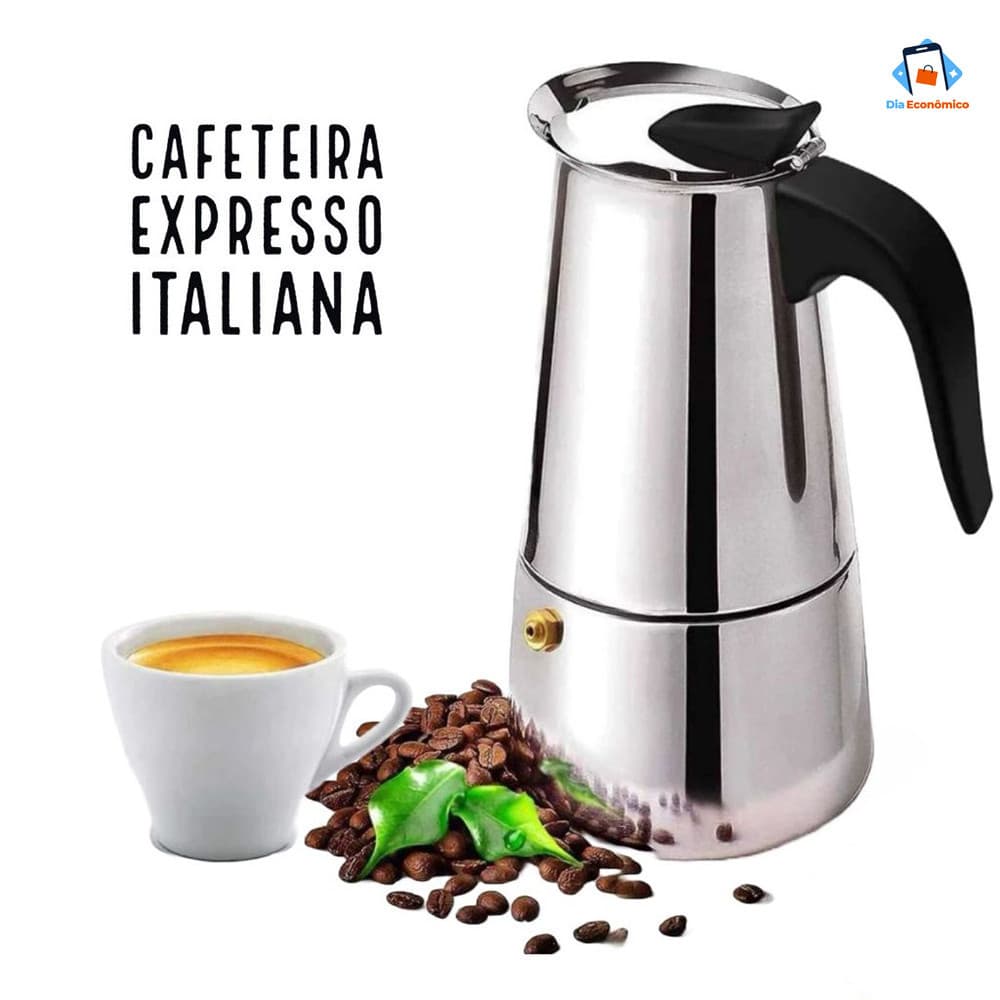 Cafeteira Italiana Inox 9 Xícaras - Expresso Profissional + Moka 4/6 Xícaras com Filtro de Alta Pressão