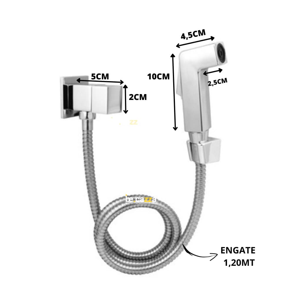 Ducha Higiênica Completa Quadrado Cromada Luxo WJ 136A