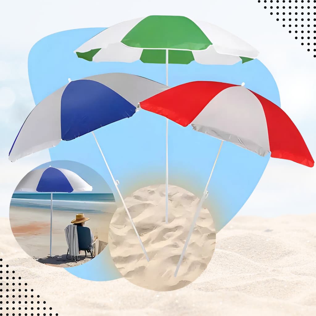 Guarda-Sol Gigante 2,40m Articulado  Proteção UV Praia, Piscina Camping Estrutura de Aço Resistente