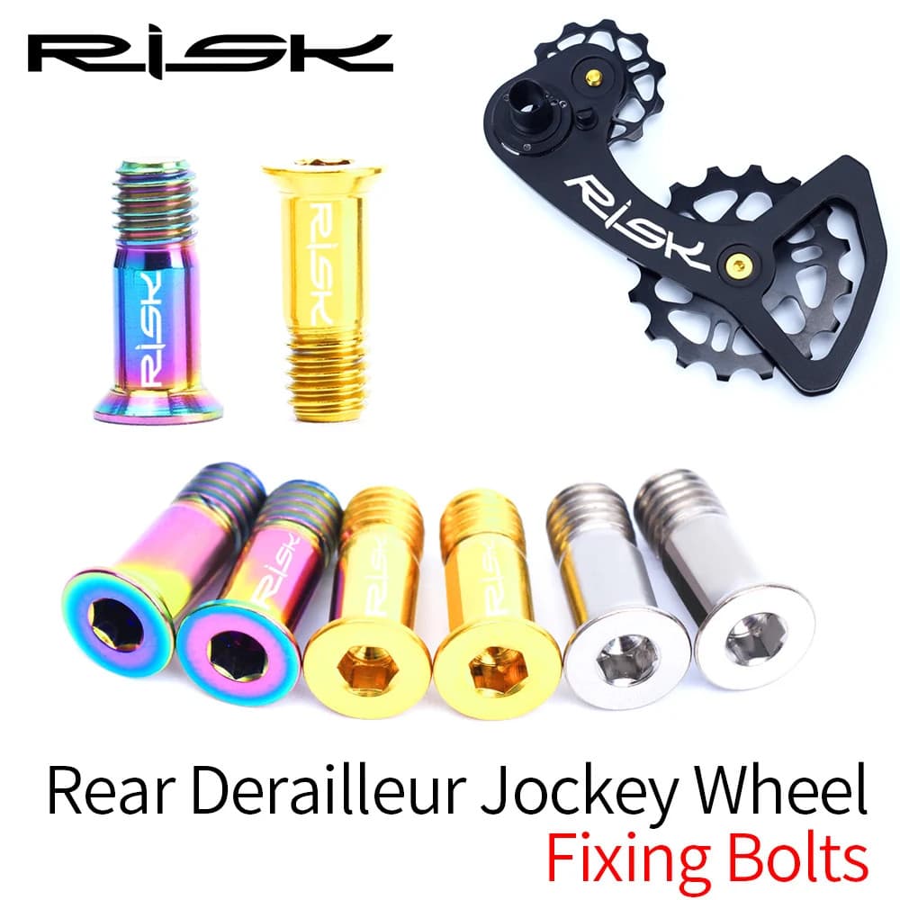 Risco M5x14.2mm Liga De Titânio Bicicleta Desviador Traseiro Polia Jockey Roda Guia Parafusos Fixação Para MTB Estrada