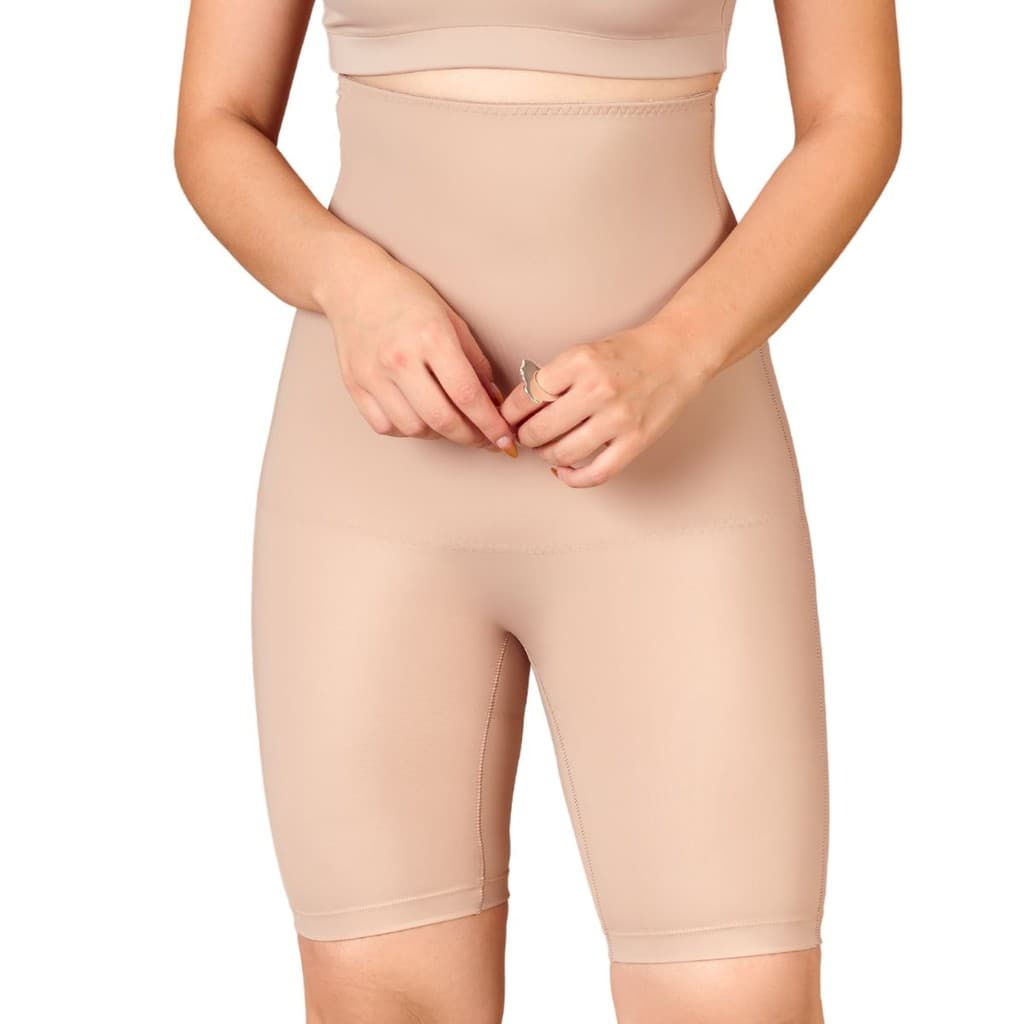 Bermuda Cinta Alta Modeladora Afina Cintura Compressão Média Emagrecedora Modela Abdômen Reduz Medidas Bodyshaper