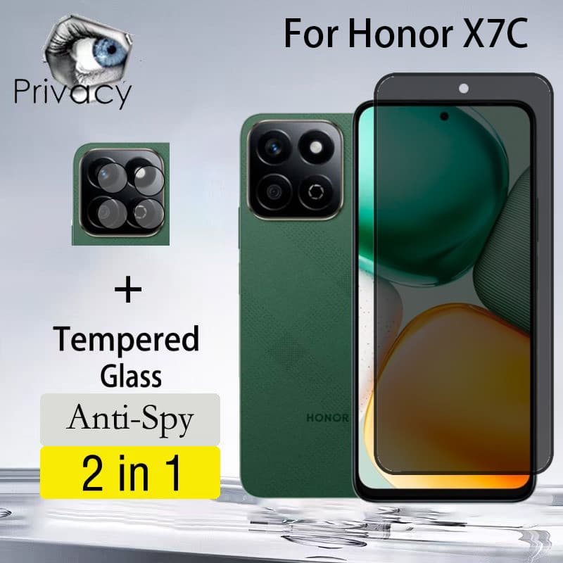 2 Em 1 Película Privacidade Honor X7C Anti-Espionagem Vidro Temperado Para X8C X7C X6C X8B X6B X5B Plus 4G 5G Pelicula