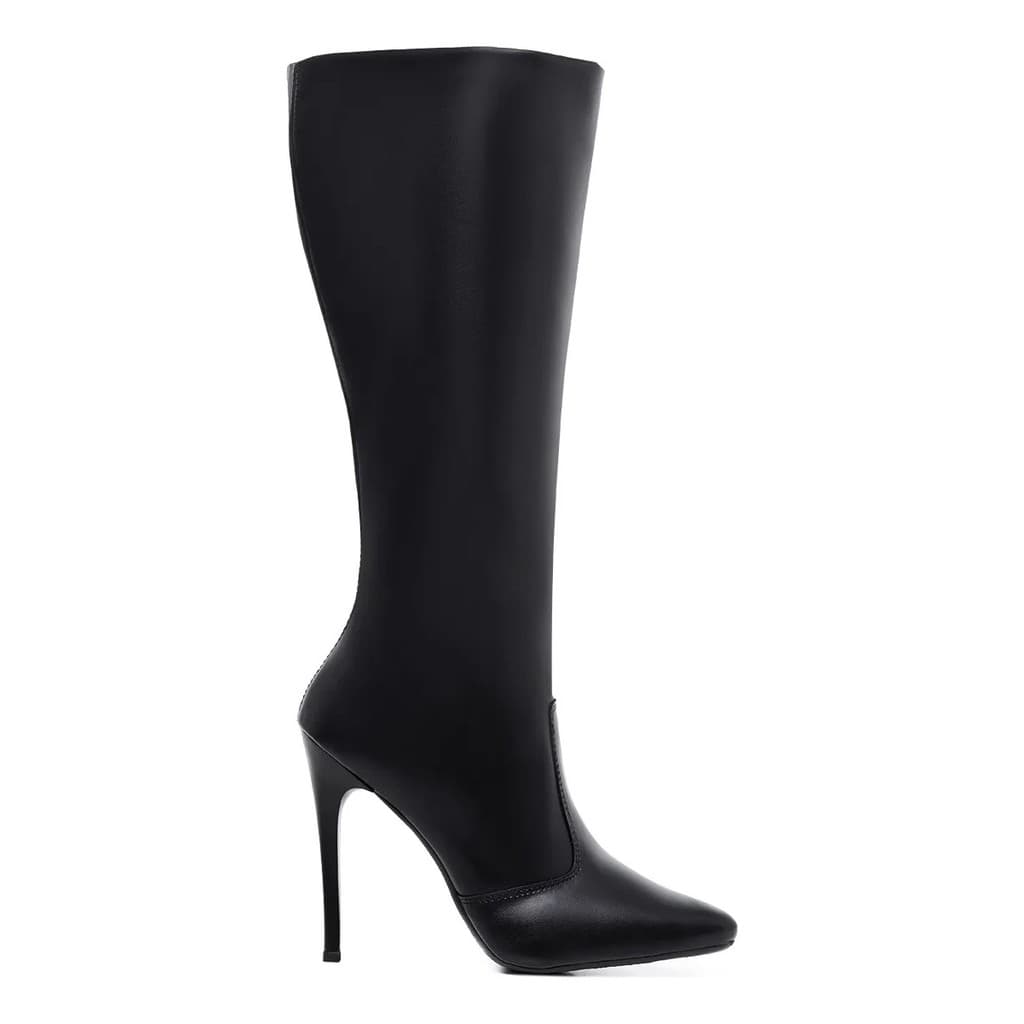 Bota Feminina Cano Alto Montaria Salto Agulha Bico Fino Casual Elegante Dia a Dia Festa